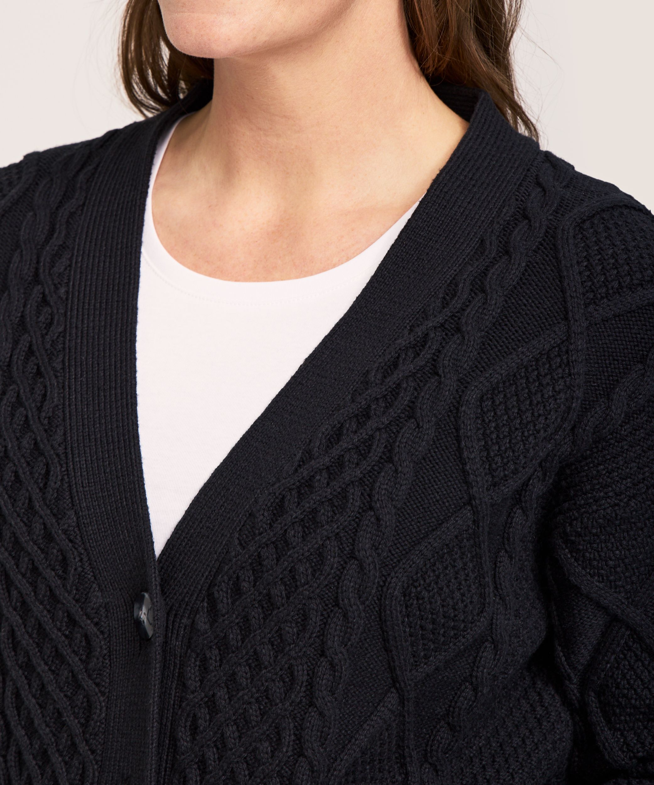 Cardigan à maille torsadée en mélange de coton pour femmes, WindRiver