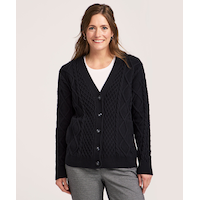 WindRiver Women's Cotton Blend Cable Cardigan Front_Flat