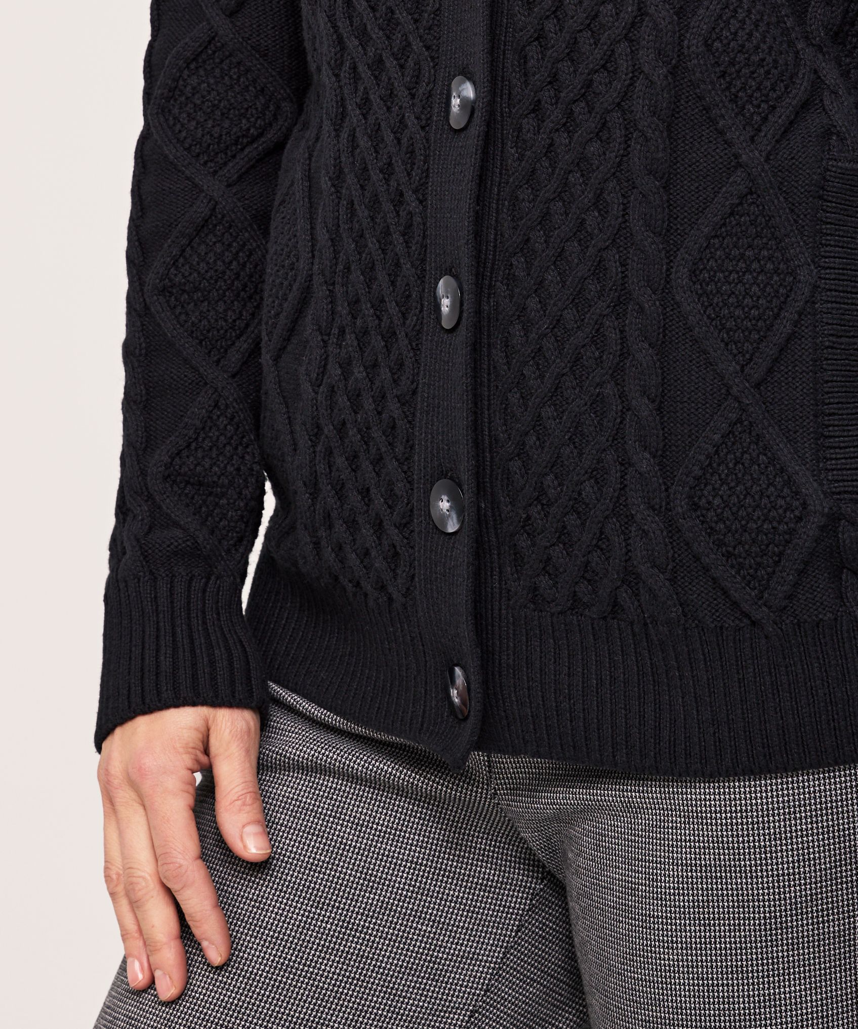 Cardigan à maille torsadée en mélange de coton pour femmes, WindRiver