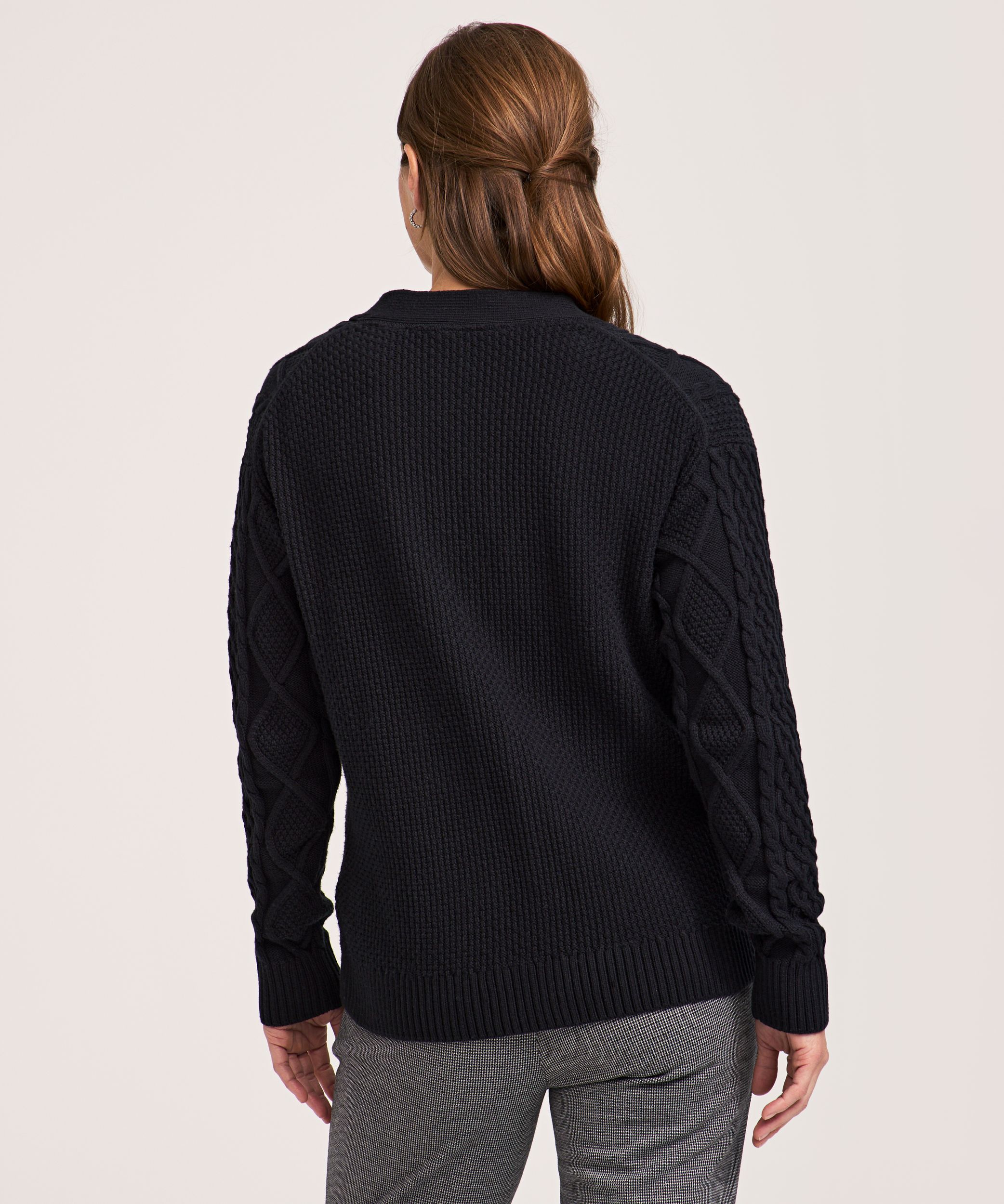 Cardigan à maille torsadée en mélange de coton pour femmes, WindRiver