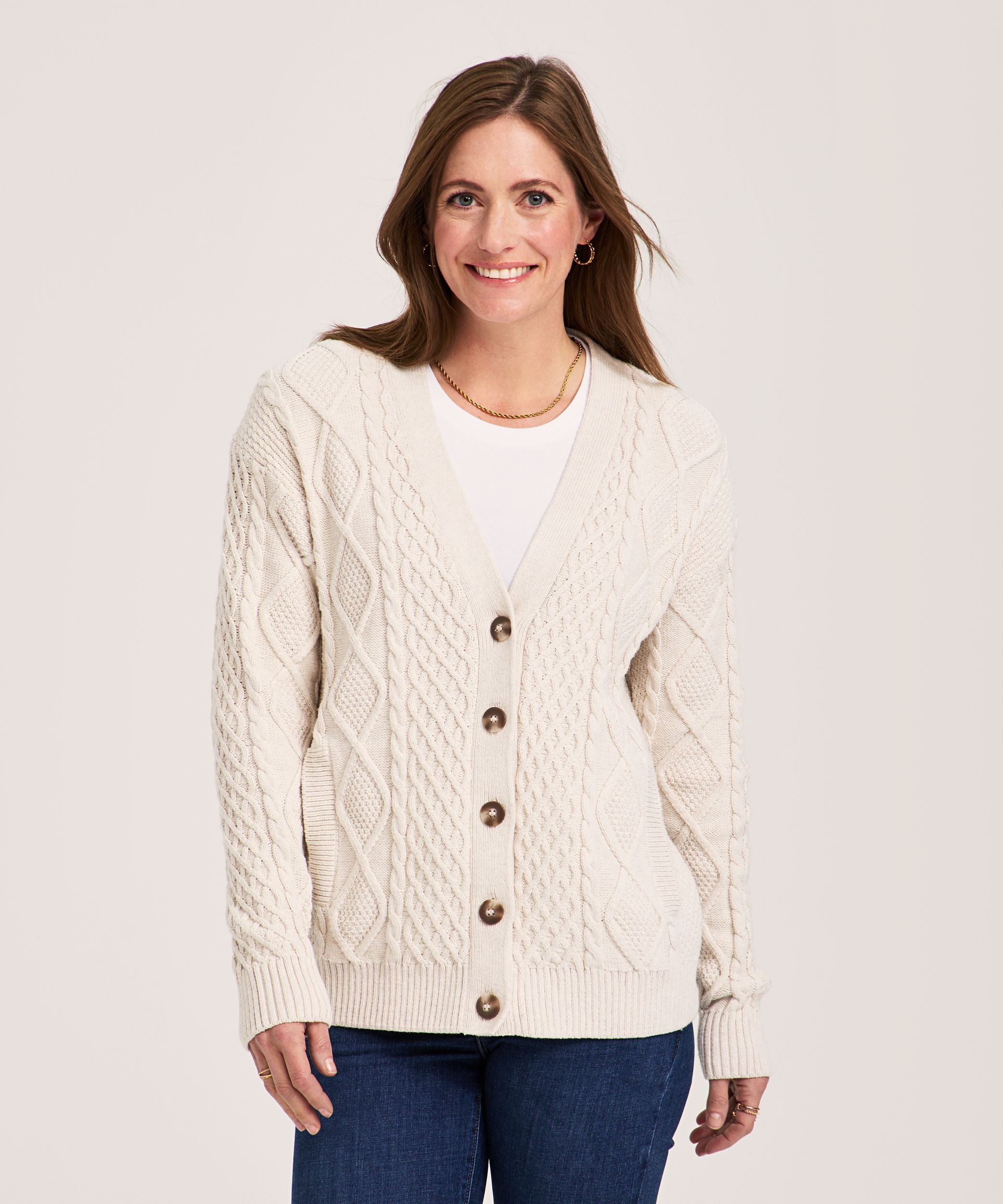 WindRiver Women's Cotton Blend Cable Cardigan