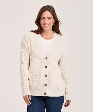 WindRiver Women's Cotton Blend Cable Cardigan