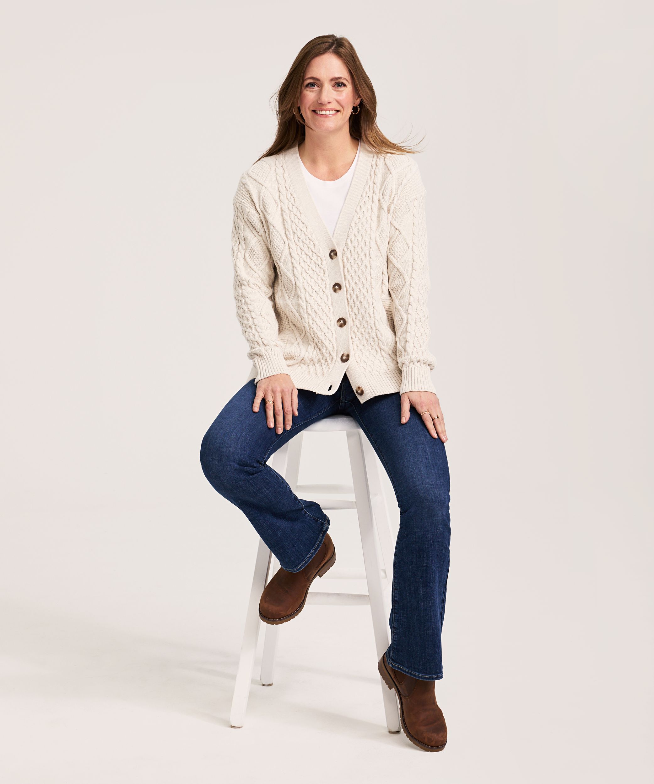 WindRiver Women's Cotton Blend Cable Cardigan