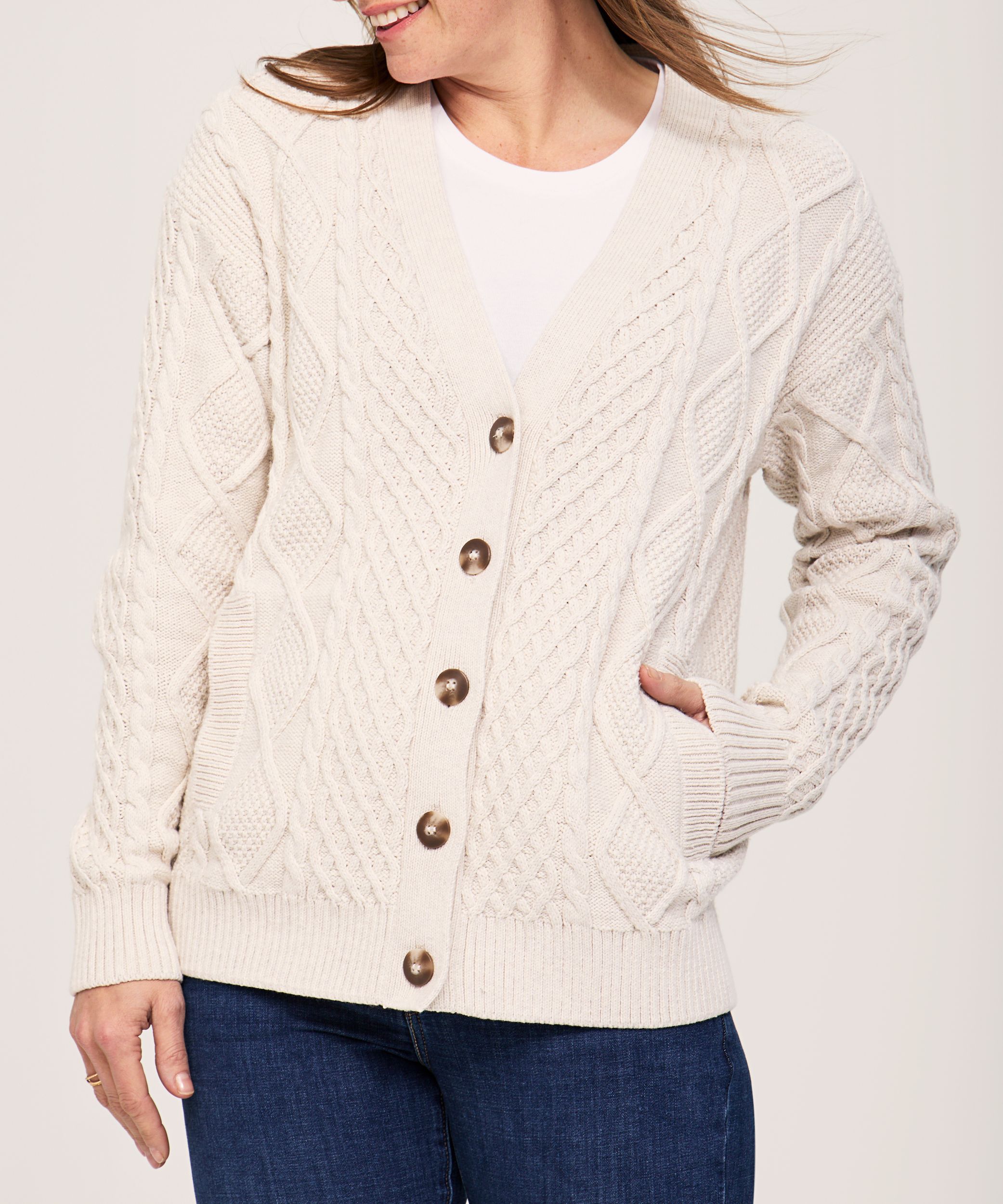 WindRiver Women's Cotton Blend Cable Cardigan