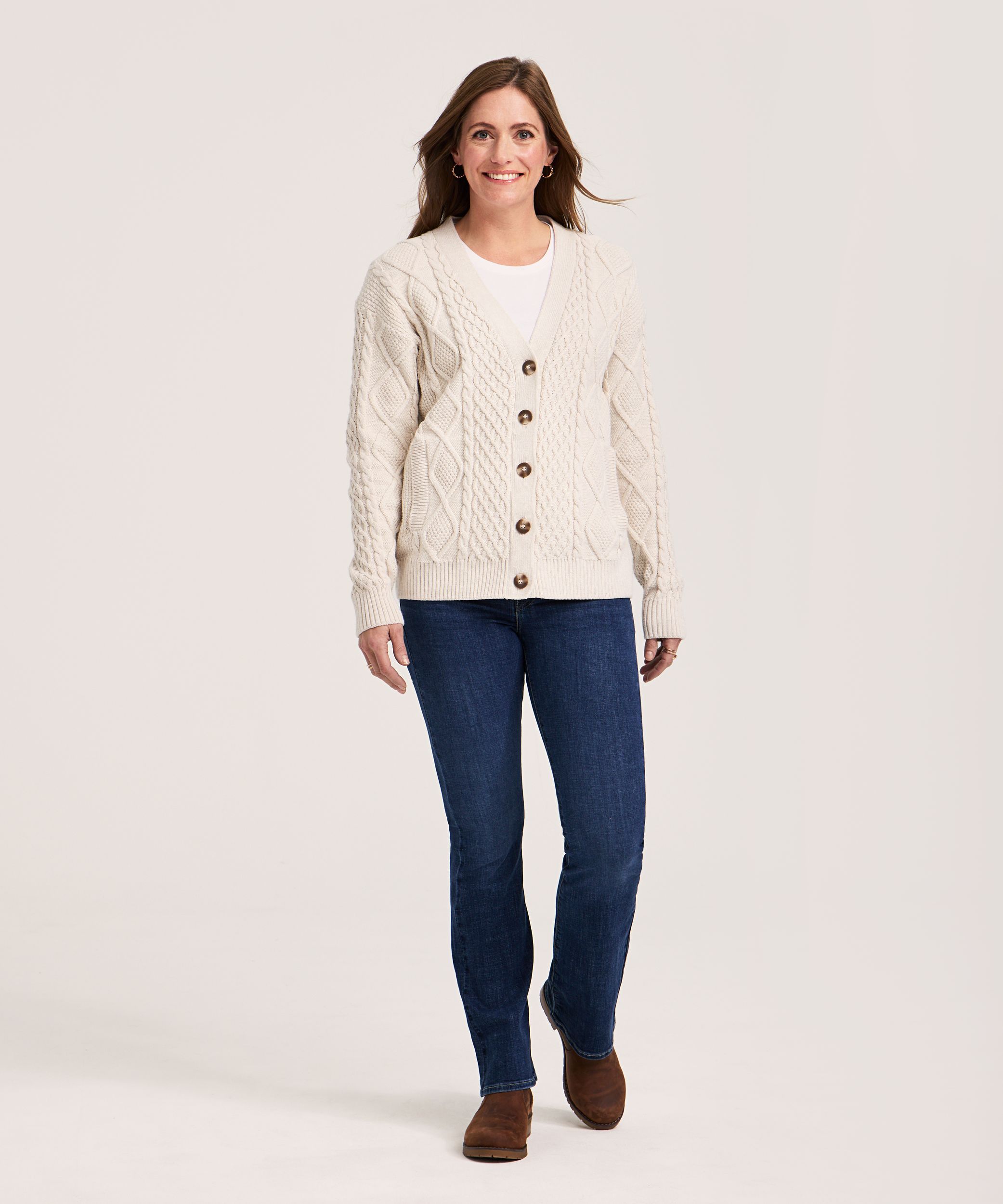 WindRiver Women's Cotton Blend Cable Cardigan
