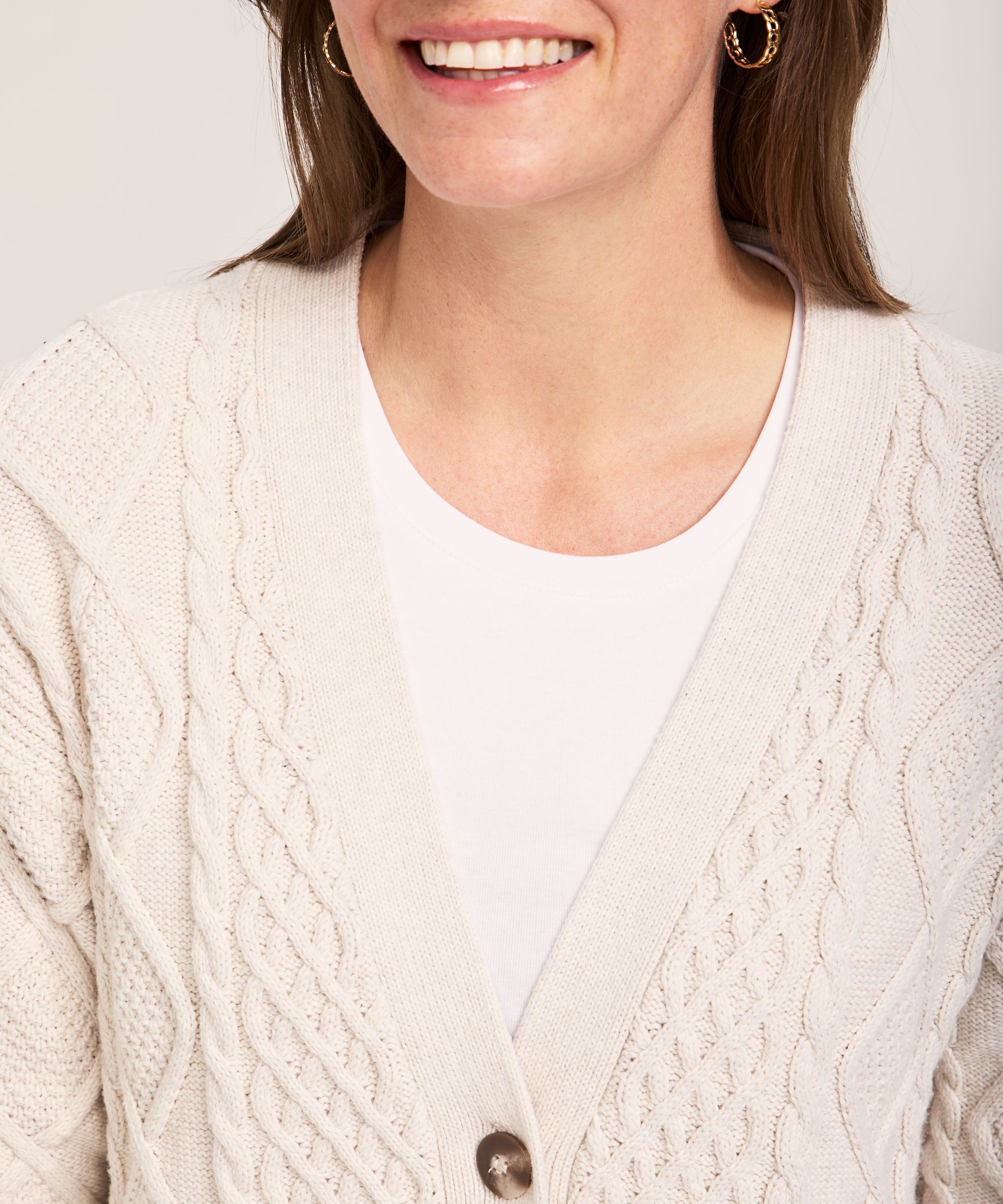 WindRiver Women's Cotton Blend Cable Cardigan