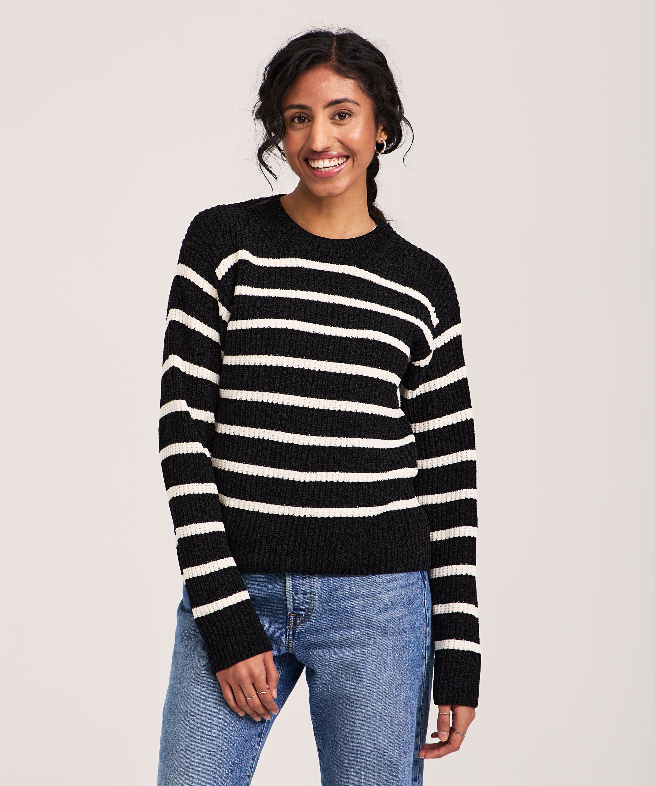 Denver Hayes Women's Semi Fitted Shaker Stitch Pullover Sweater