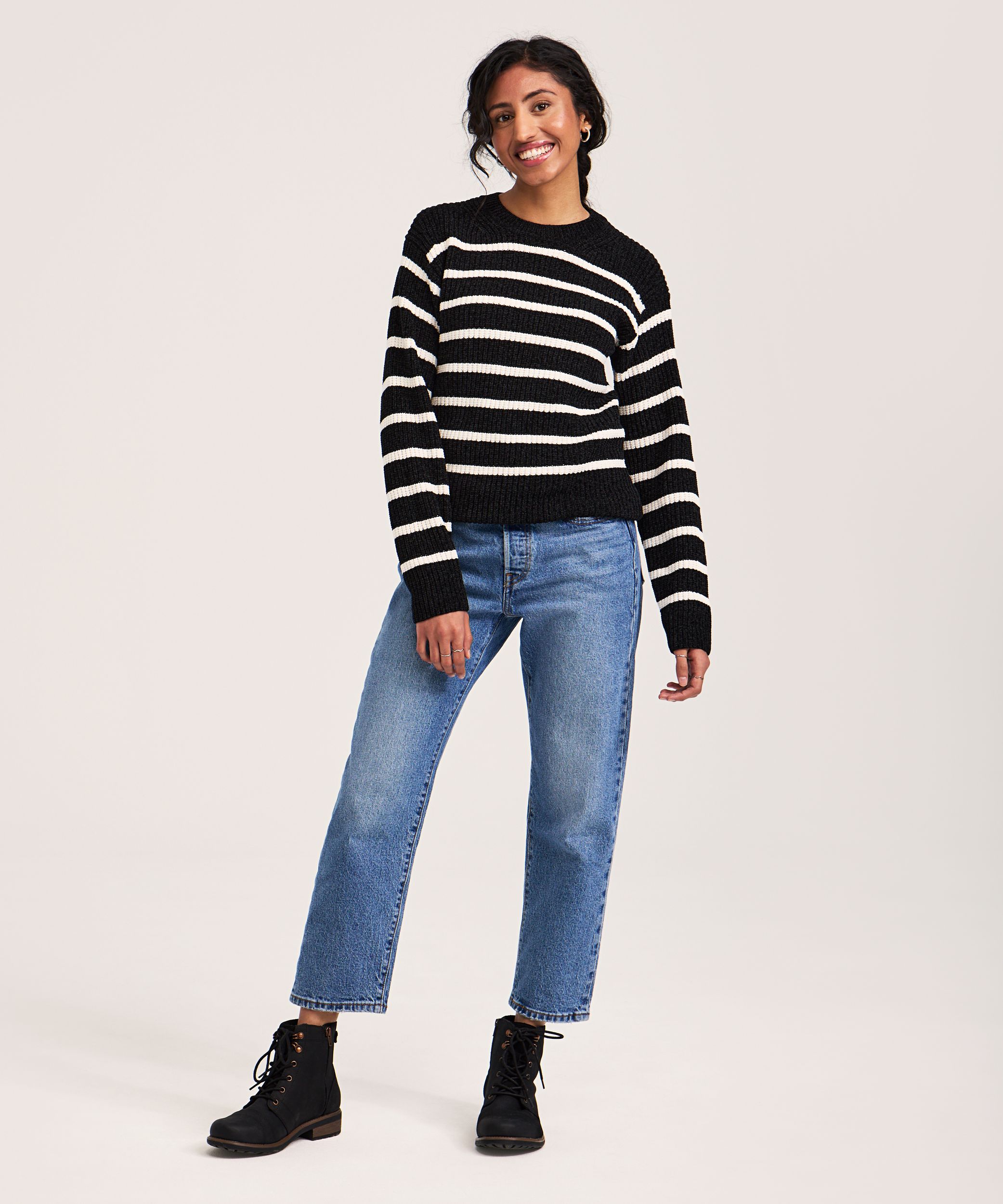 Denver Hayes Women's Semi Fitted Shaker Stitch Pullover Sweater