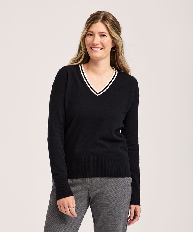 Chandail de tous les jours en coton et à col V pour femme, Denver Hayes