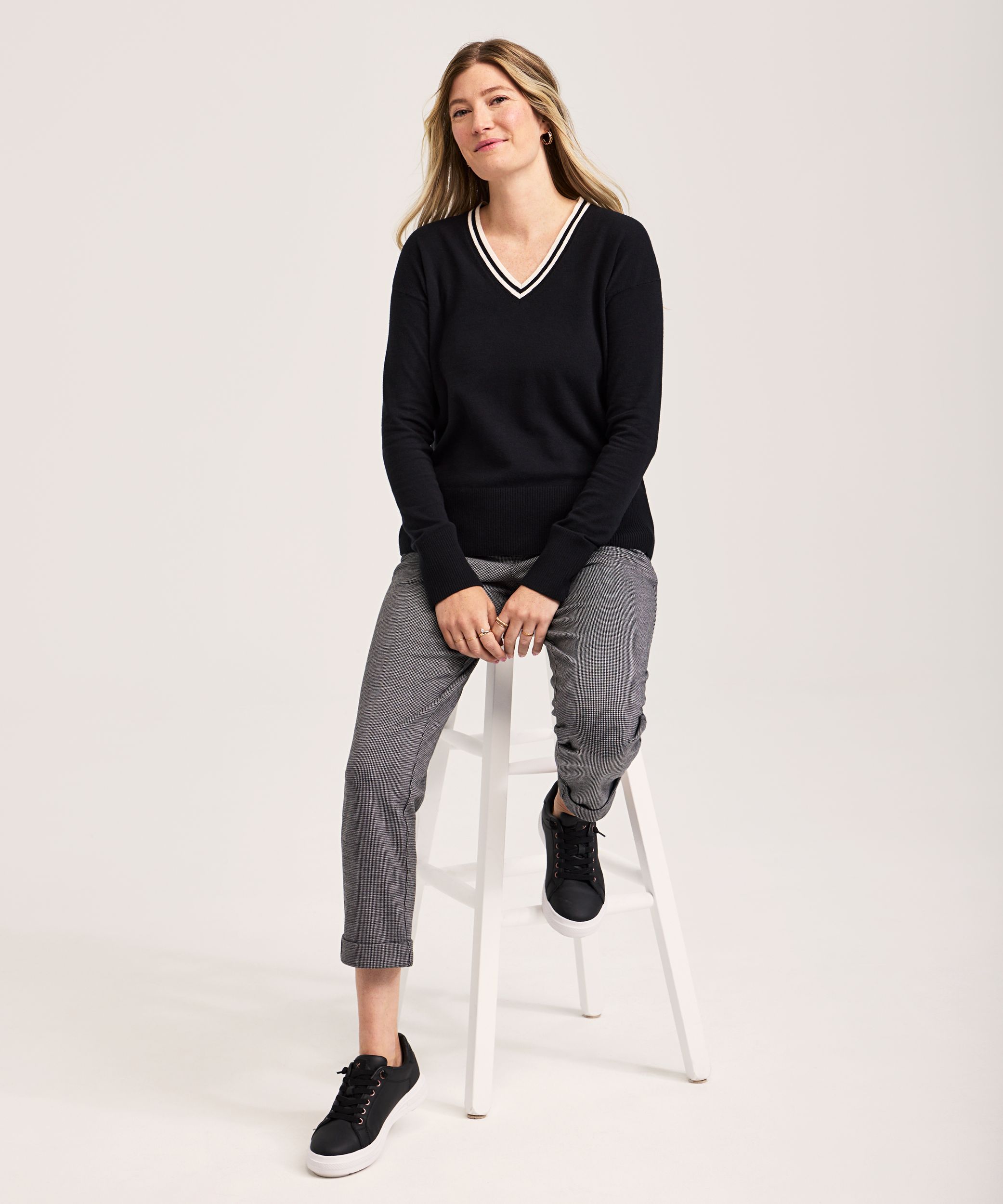 Chandail de tous les jours en coton et à col V pour femme, Denver Hayes