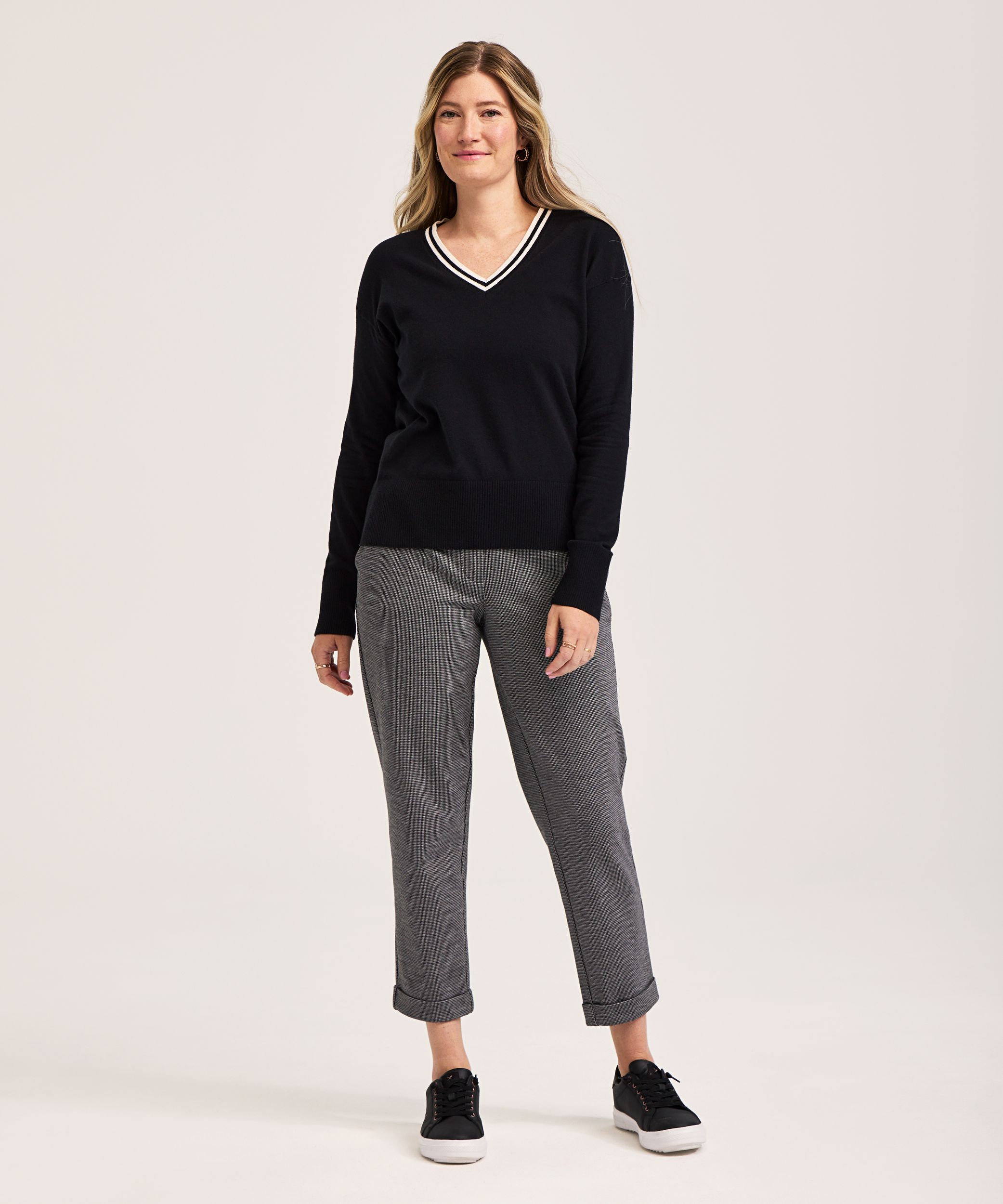 Chandail de tous les jours en coton et à col V pour femme, Denver Hayes