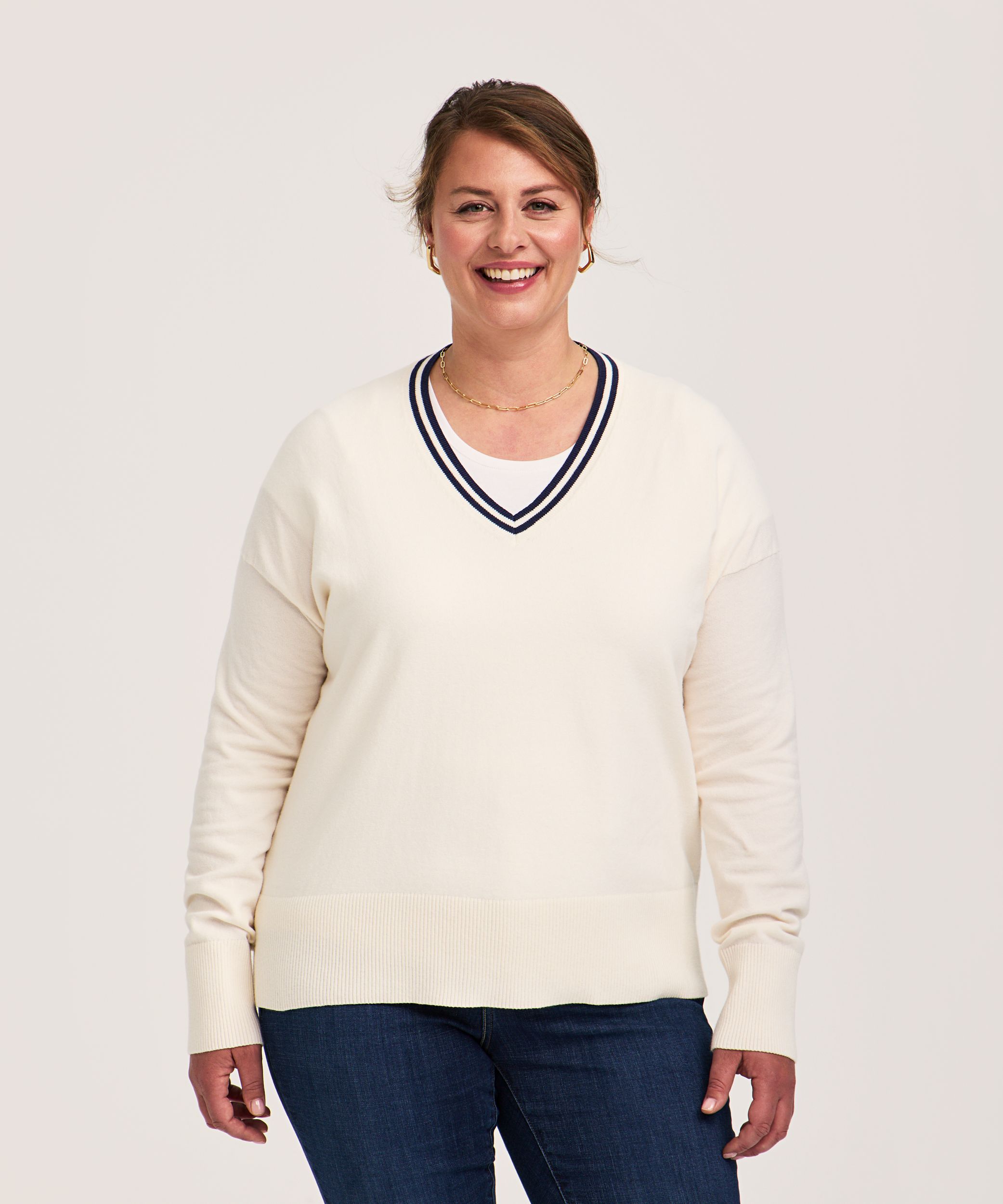 Chandail de tous les jours en coton et à col V pour femme, Denver Hayes