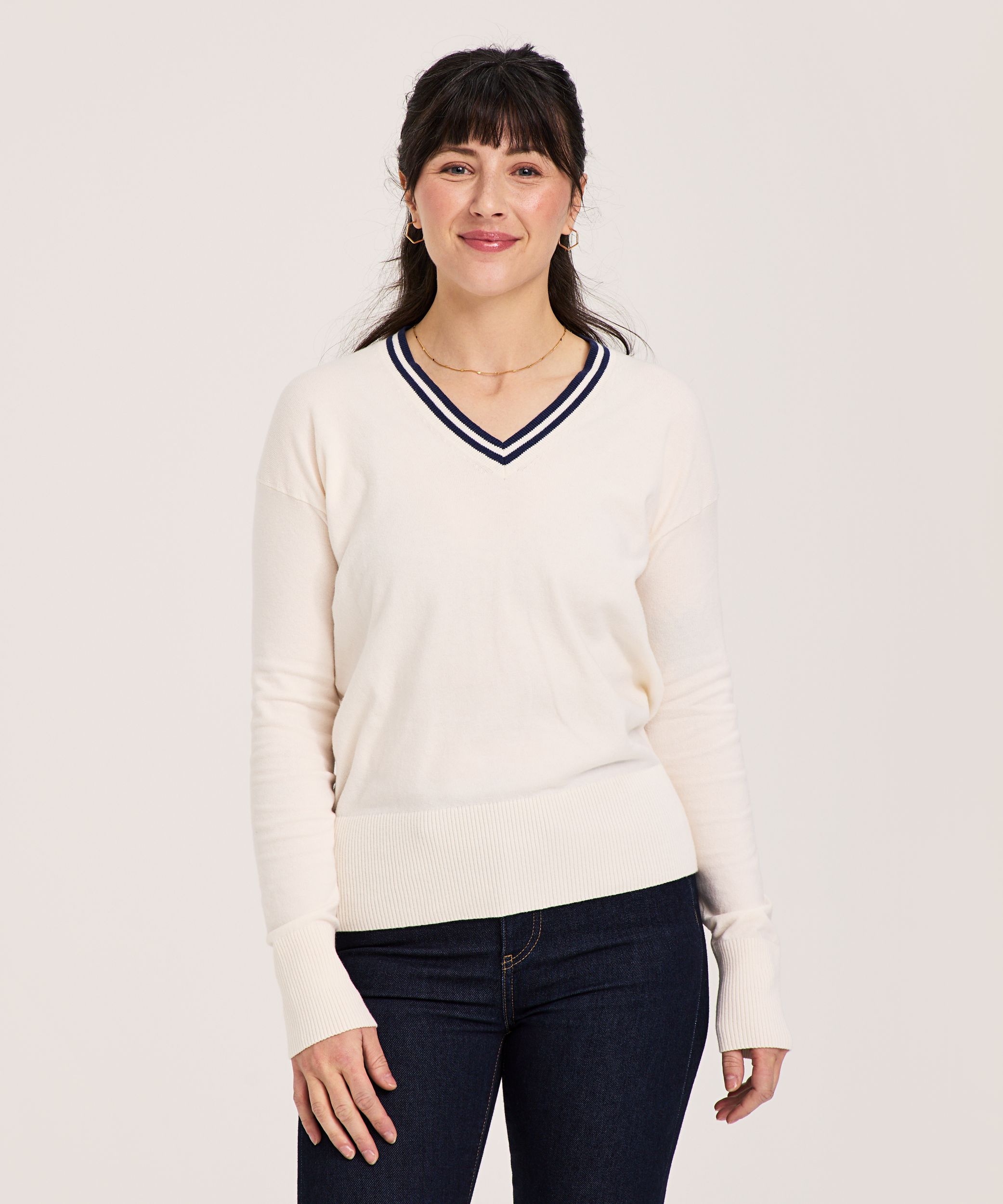 Chandail de tous les jours en coton et à col V pour femme, Denver Hayes
