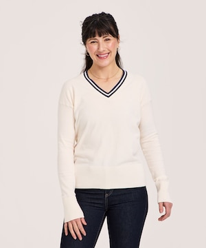 Chandail de tous les jours en coton et à col V pour femme, Denver Hayes