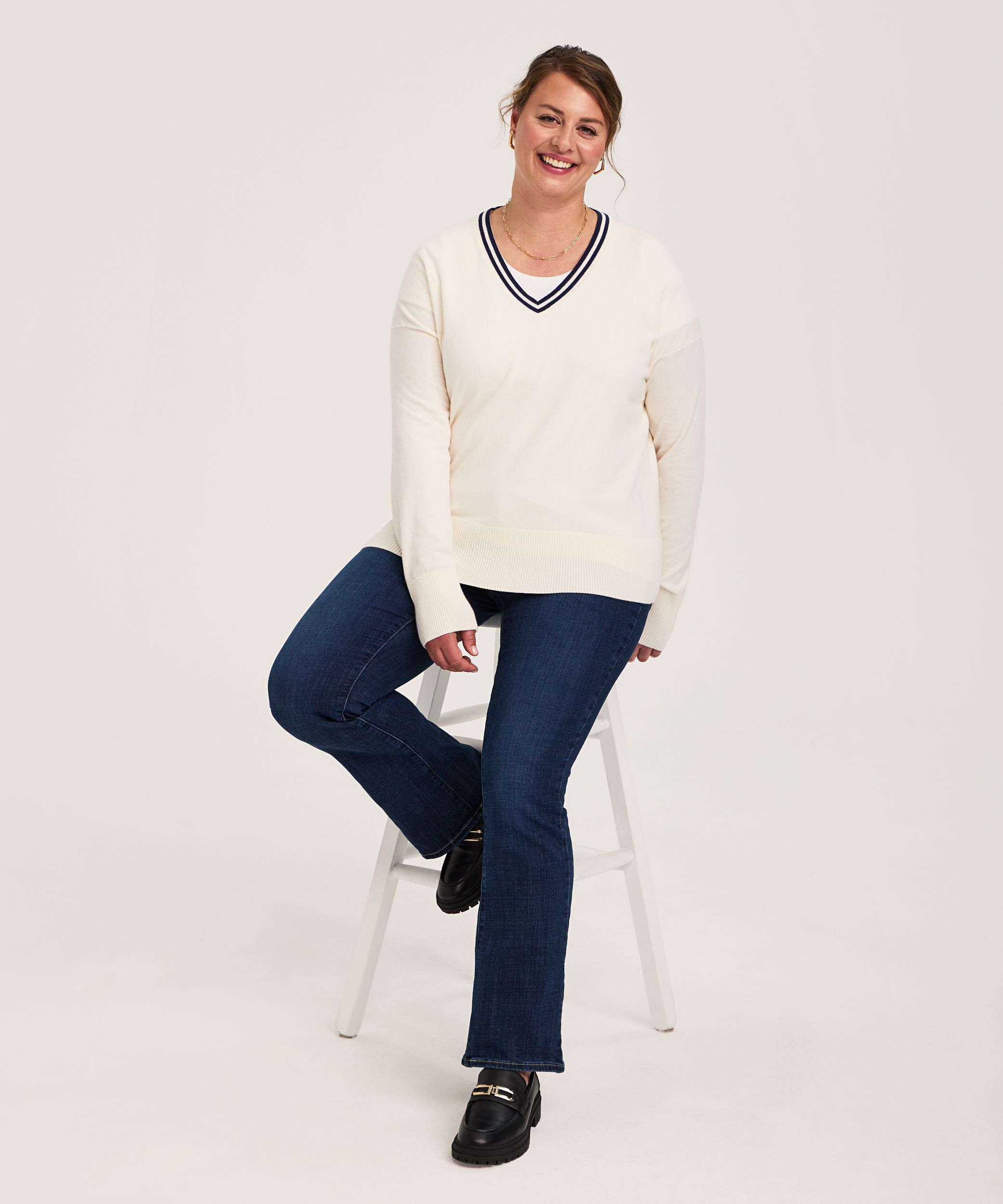 Chandail de tous les jours en coton et à col V pour femme, Denver Hayes
