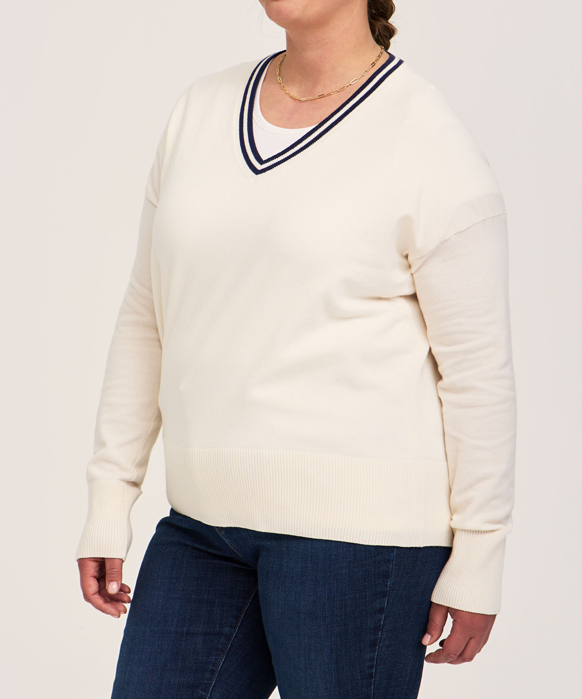 Chandail de tous les jours en coton et à col V pour femme, Denver Hayes