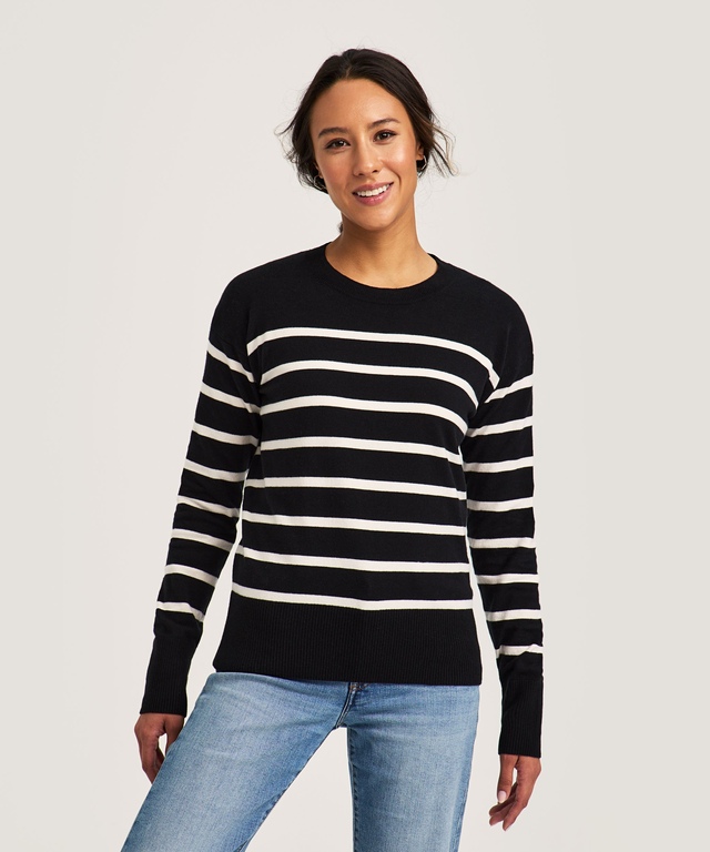 Chandail de tous les jours en coton et à col ras du cou pour femmes, Denver Hayes Front_Flat