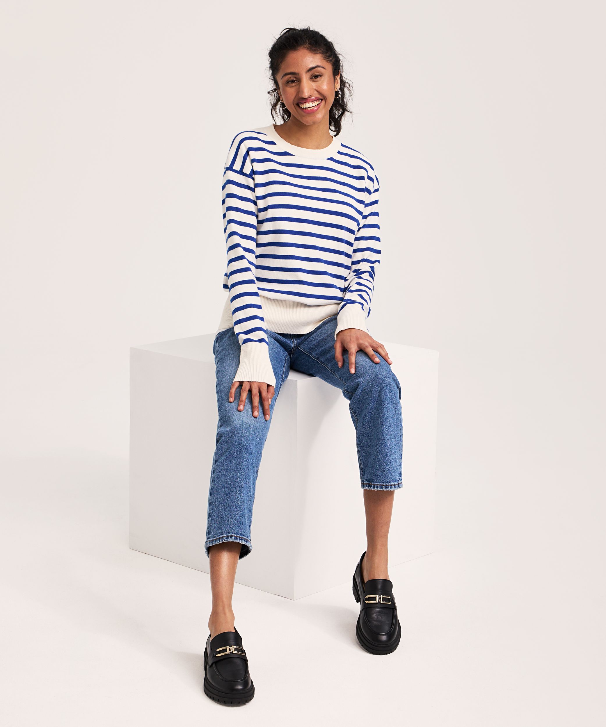 Chandail de tous les jours en coton et à col ras du cou pour femmes, Denver Hayes