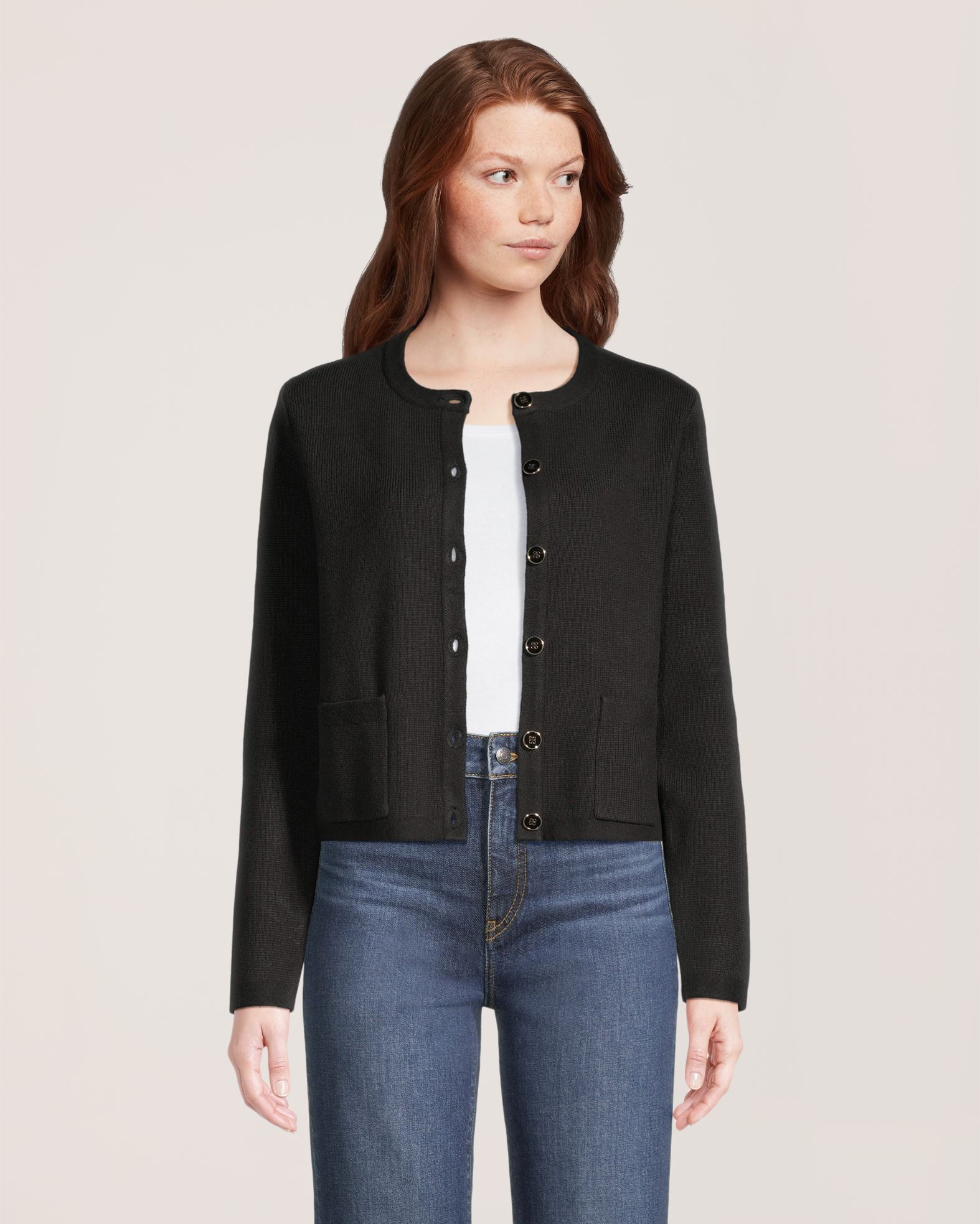 Cardigan boutonné en tricot côtelé pour femmes, Boxy, Denver Hayes