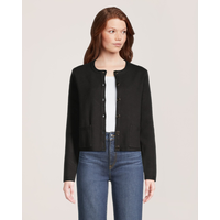 Cardigan boutonné en tricot côtelé pour femmes, Boxy, Denver Hayes Front_Flat