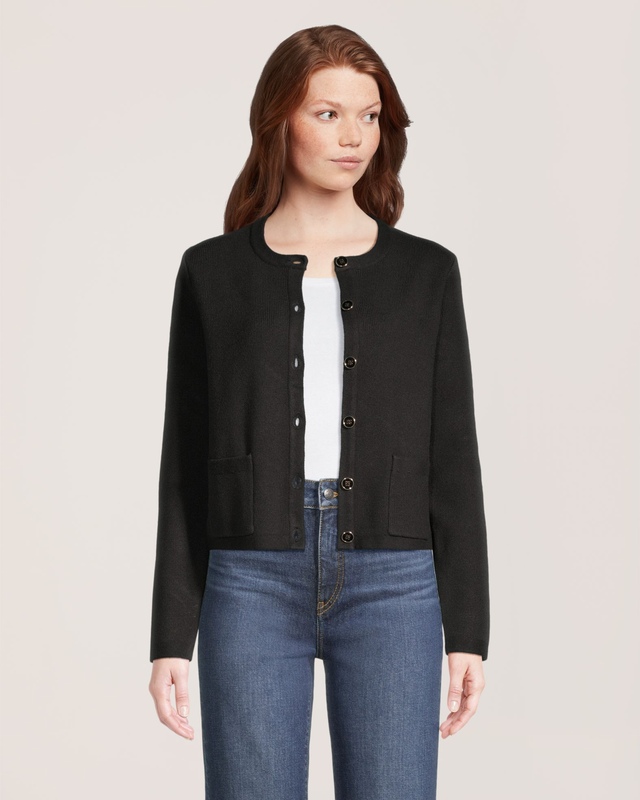 Cardigan boutonné en tricot côtelé pour femmes, Boxy, Denver Hayes