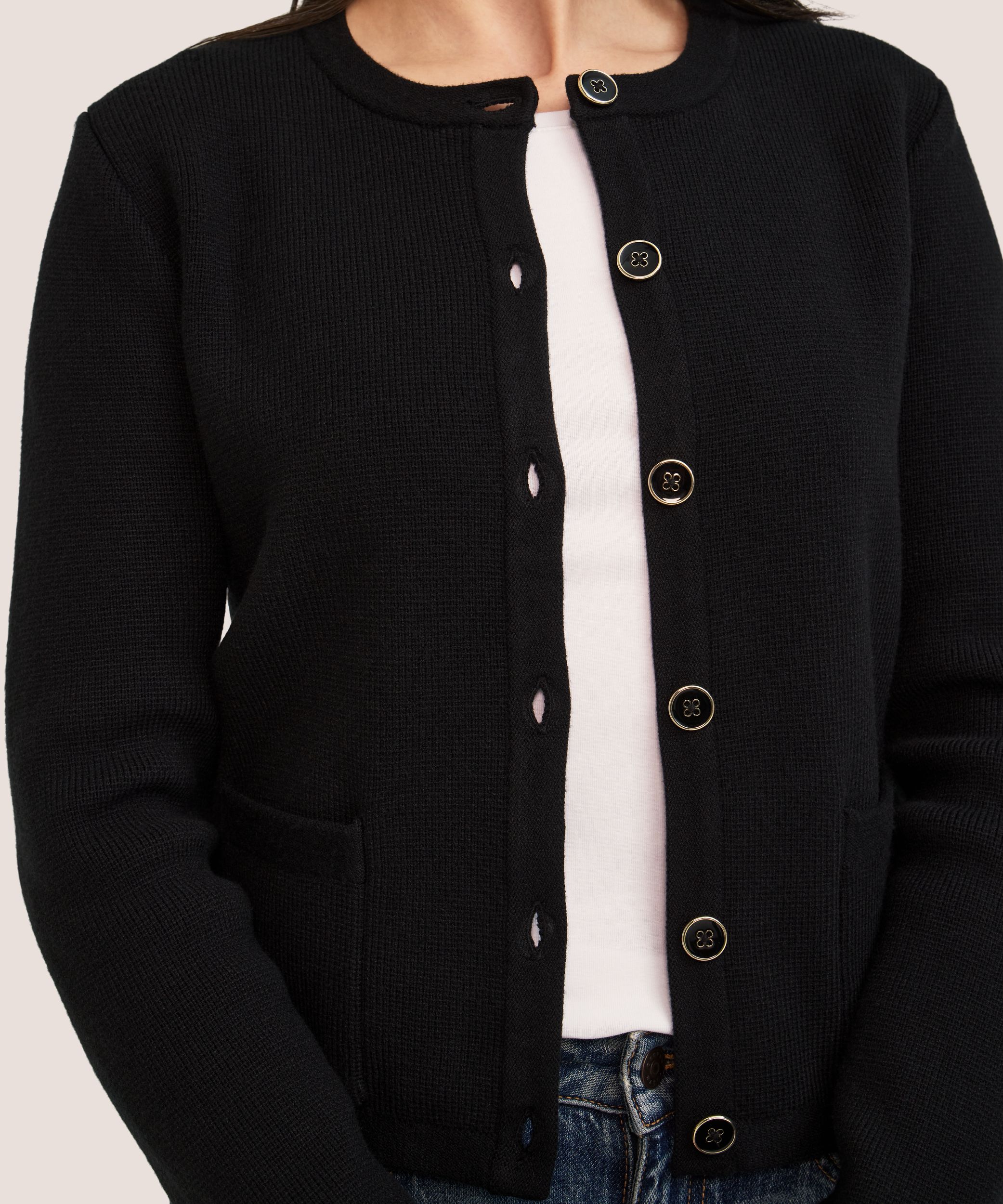 Cardigan boutonné en tricot côtelé pour femmes, Boxy, Denver Hayes