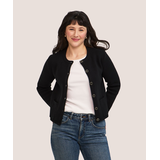 Cardigan boutonné en tricot côtelé pour femmes, Boxy, Denver Hayes Front_Flat