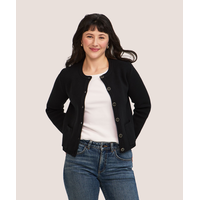Cardigan boutonné en tricot côtelé pour femmes, Boxy, Denver Hayes Front_Flat