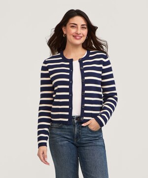 Cardigan boutonné en tricot côtelé pour femmes, Boxy, Denver Hayes