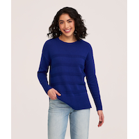 Chandail en mélange de coton avec encolure ras du cou pour femmes, Denver Hayes Front_Flat