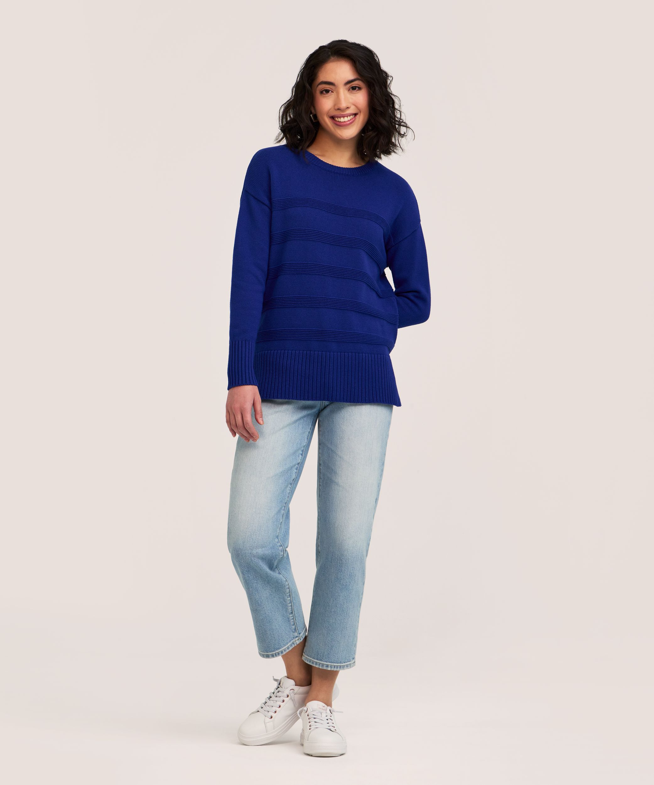 Chandail en mélange de coton avec encolure ras du cou pour femmes, Denver Hayes