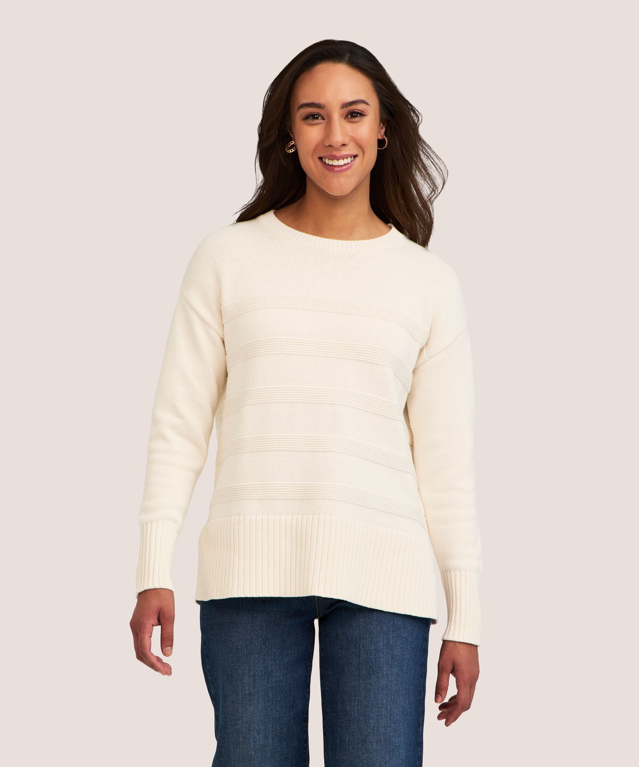 Chandail en mélange de coton avec encolure ras du cou pour femmes, Denver Hayes