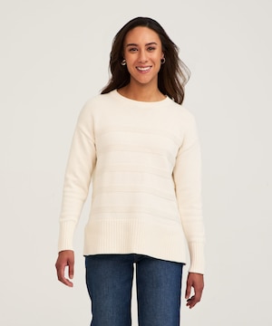 Chandail en mélange de coton avec encolure ras du cou pour femmes, Denver Hayes