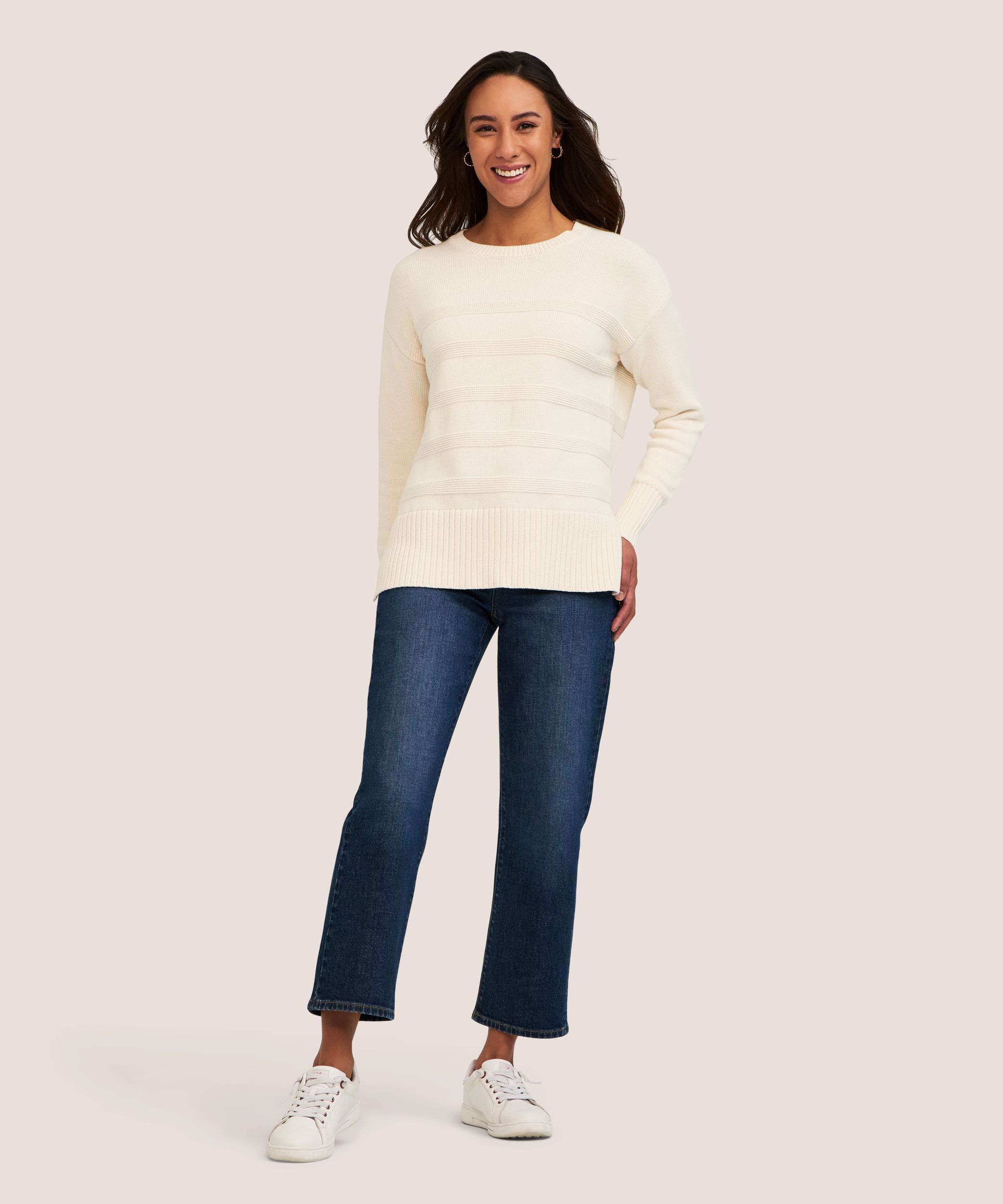 Chandail en mélange de coton avec encolure ras du cou pour femmes, Denver Hayes