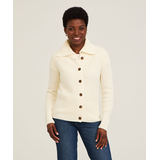 Cardigan boutonné en mélange de laine pour femmes, Denver Hayes Front_Flat