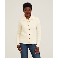 Cardigan boutonné en mélange de laine pour femmes, Denver Hayes Front_Flat