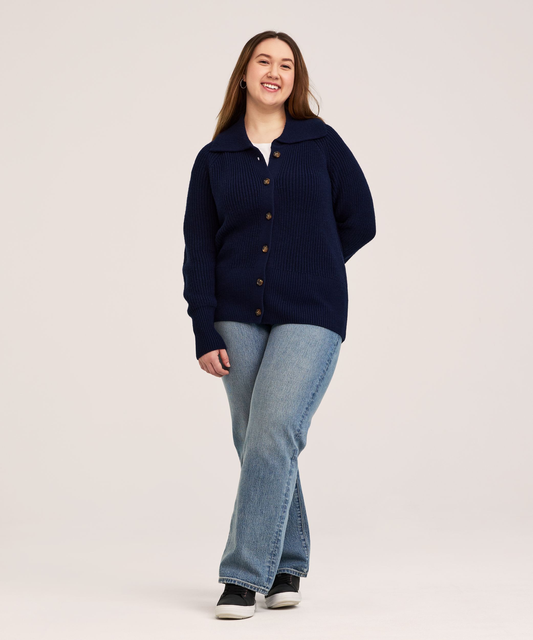 Cardigan boutonné en mélange de laine pour femmes, Denver Hayes