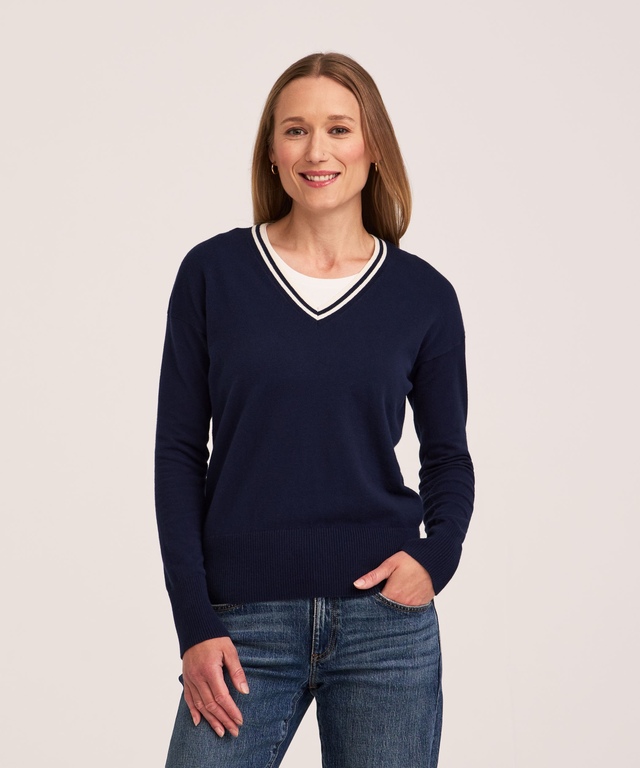 Denver Hayes Women's Everyday Cotton V Neck Pullover Sweater