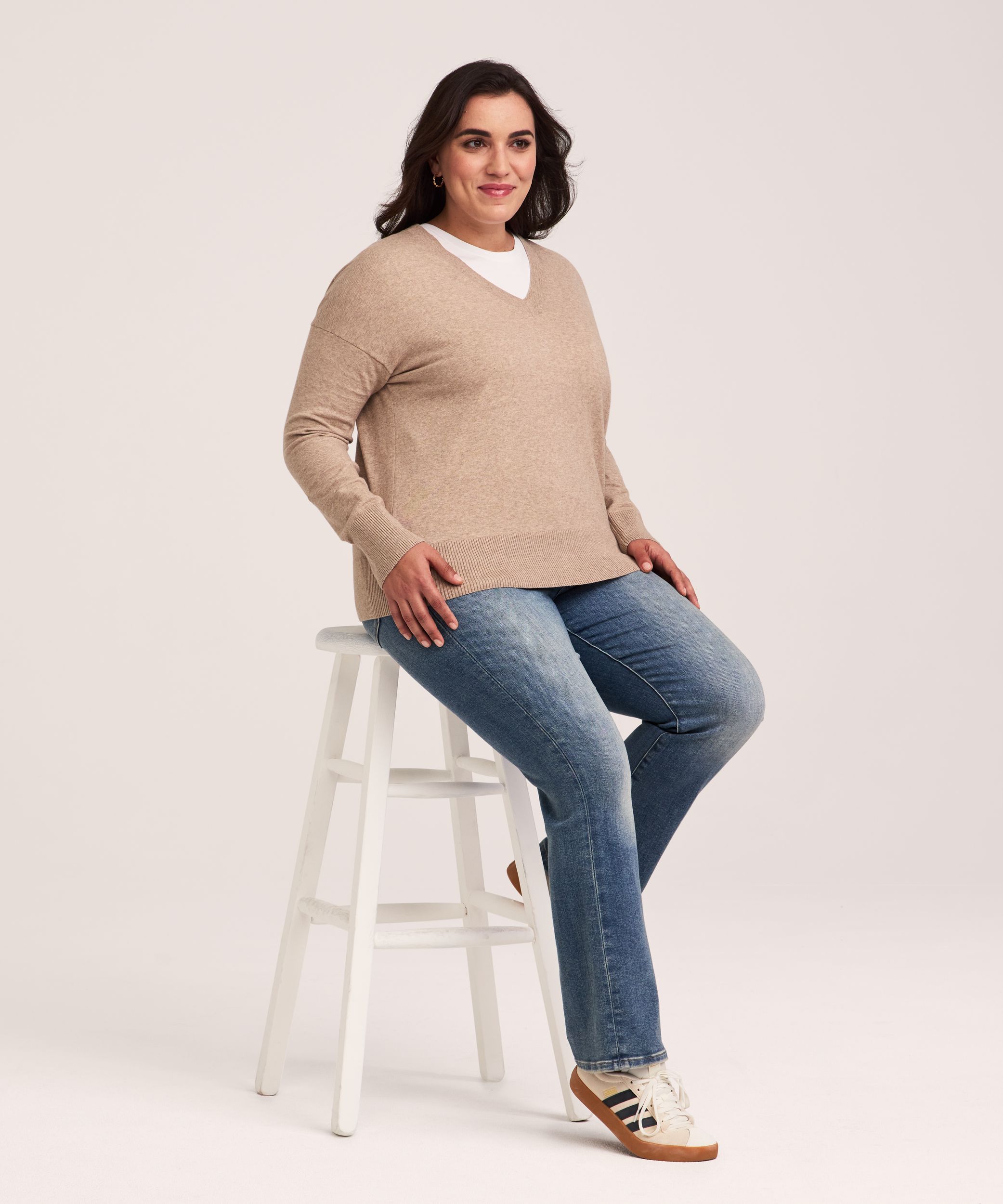 Chandail de tous les jours en coton et à encolure en V pour femmes, Denver Hayes