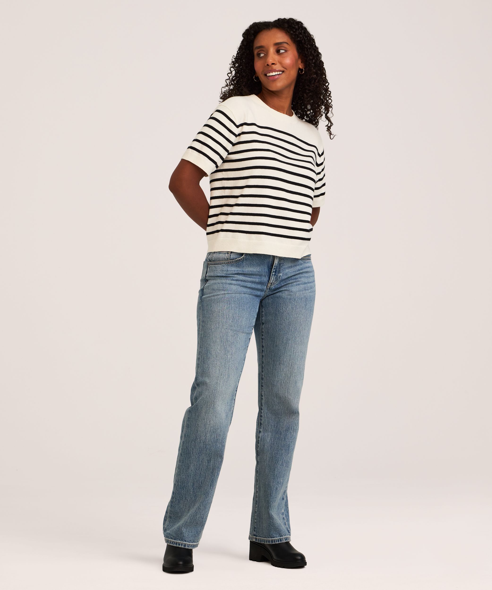 Chandail court décontracté en coton de tous les jours à manches courtes pour femmes, Denver Hayes