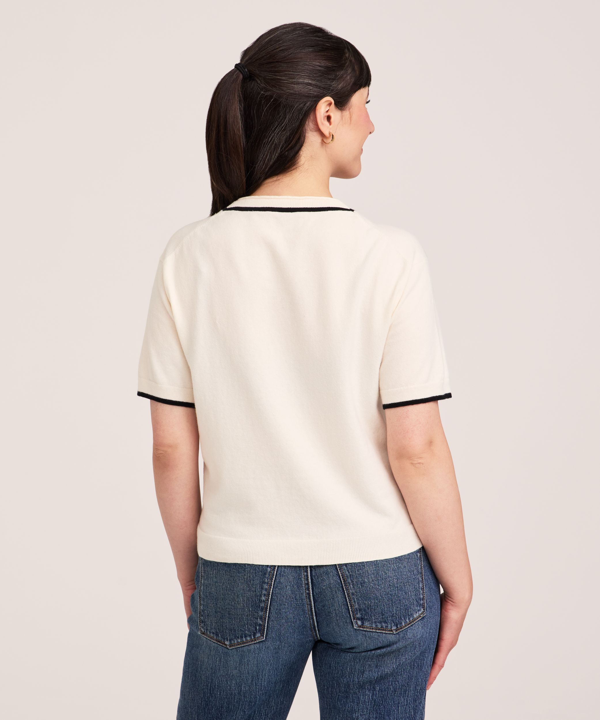 Chandail court décontracté en coton de tous les jours à manches courtes pour femmes, Denver Hayes