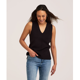 Gilet sans manches en tricot double à encolure en V pour femmes, Denver Hayes Front_Flat