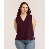 Gilet sans manches en tricot double à encolure en V pour femmes, Denver Hayes