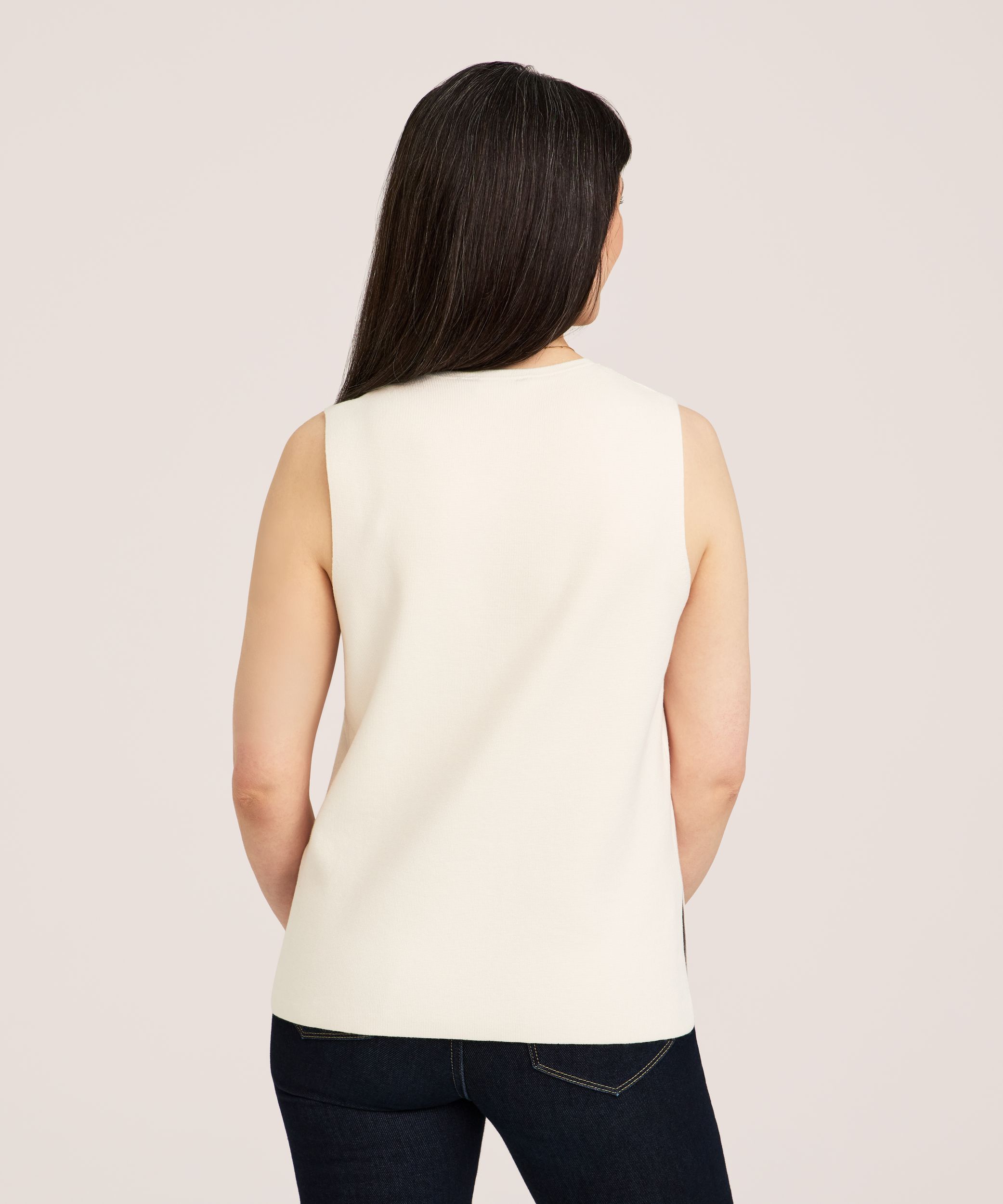 Gilet sans manches en tricot double à encolure en V pour femmes, Denver Hayes