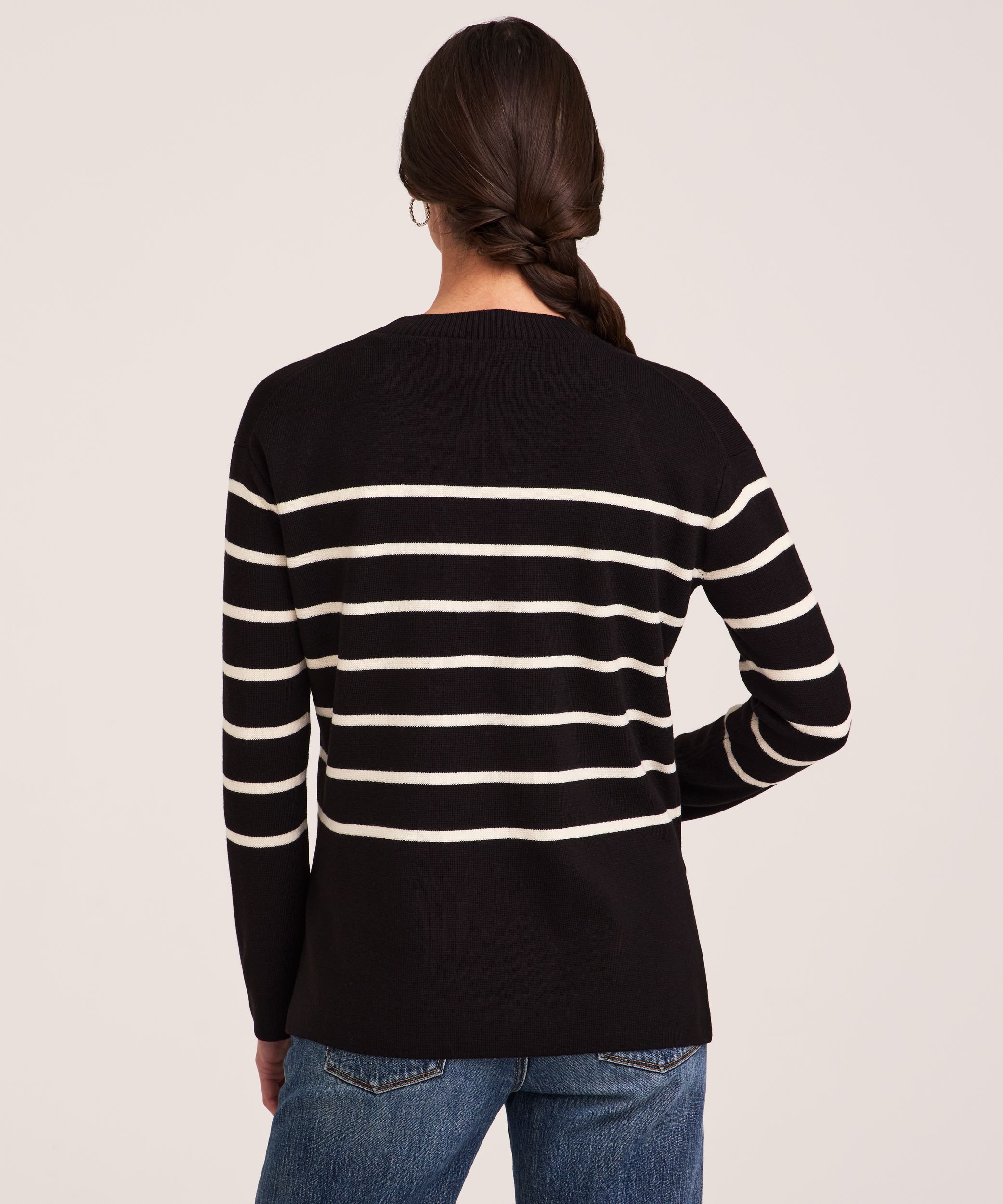 Chandail en tricot double et à col ras du cou avec fentes latérales pour femmes, Denver Hayes