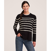 Denver Hayes Women's Double Knit Crewneckwith Side Slits Pullover Sweater Front_Flat