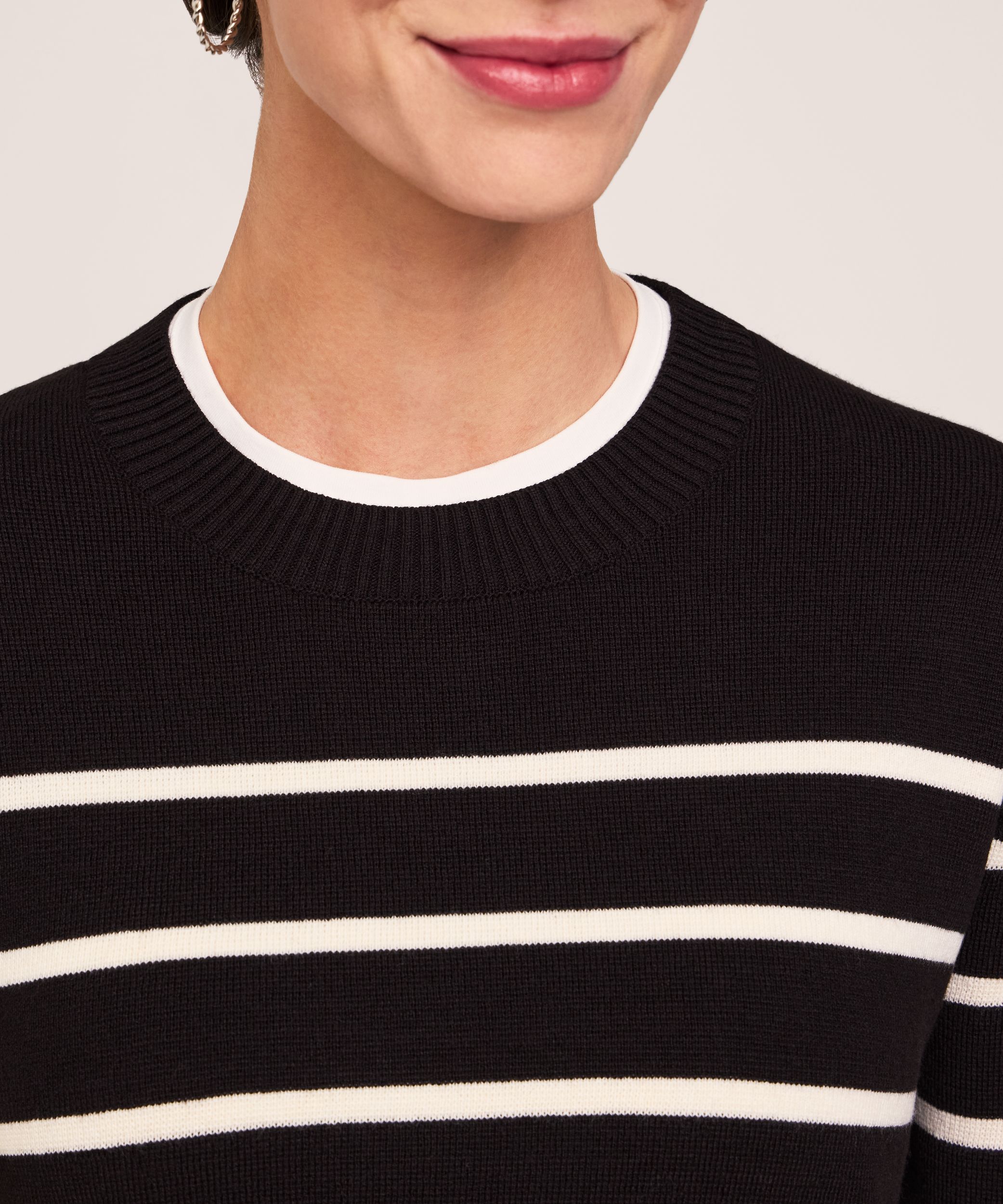 Chandail en tricot double et à col ras du cou avec fentes latérales pour femmes, Denver Hayes