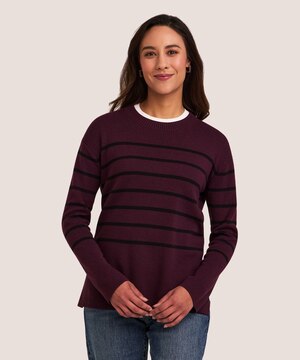 Chandail en tricot double et à col ras du cou avec fentes latérales pour femmes, Denver Hayes