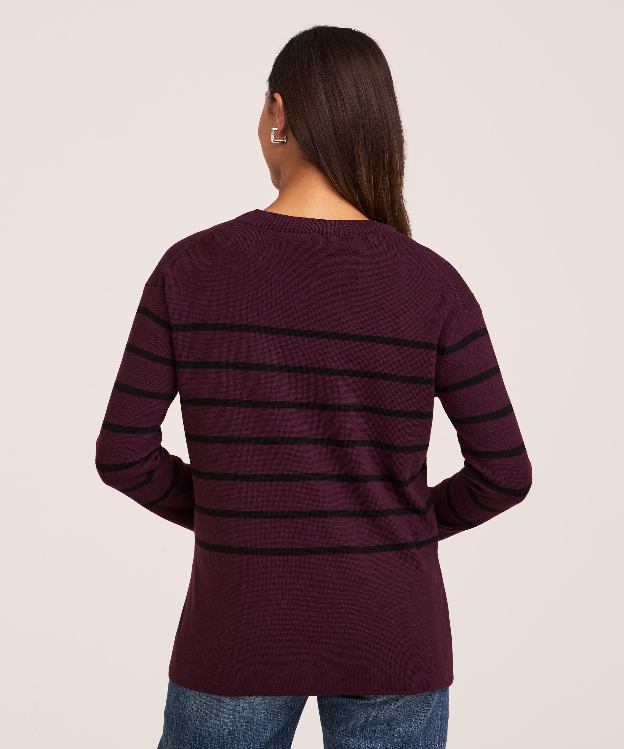 Chandail en tricot double et à col ras du cou avec fentes latérales pour femmes, Denver Hayes