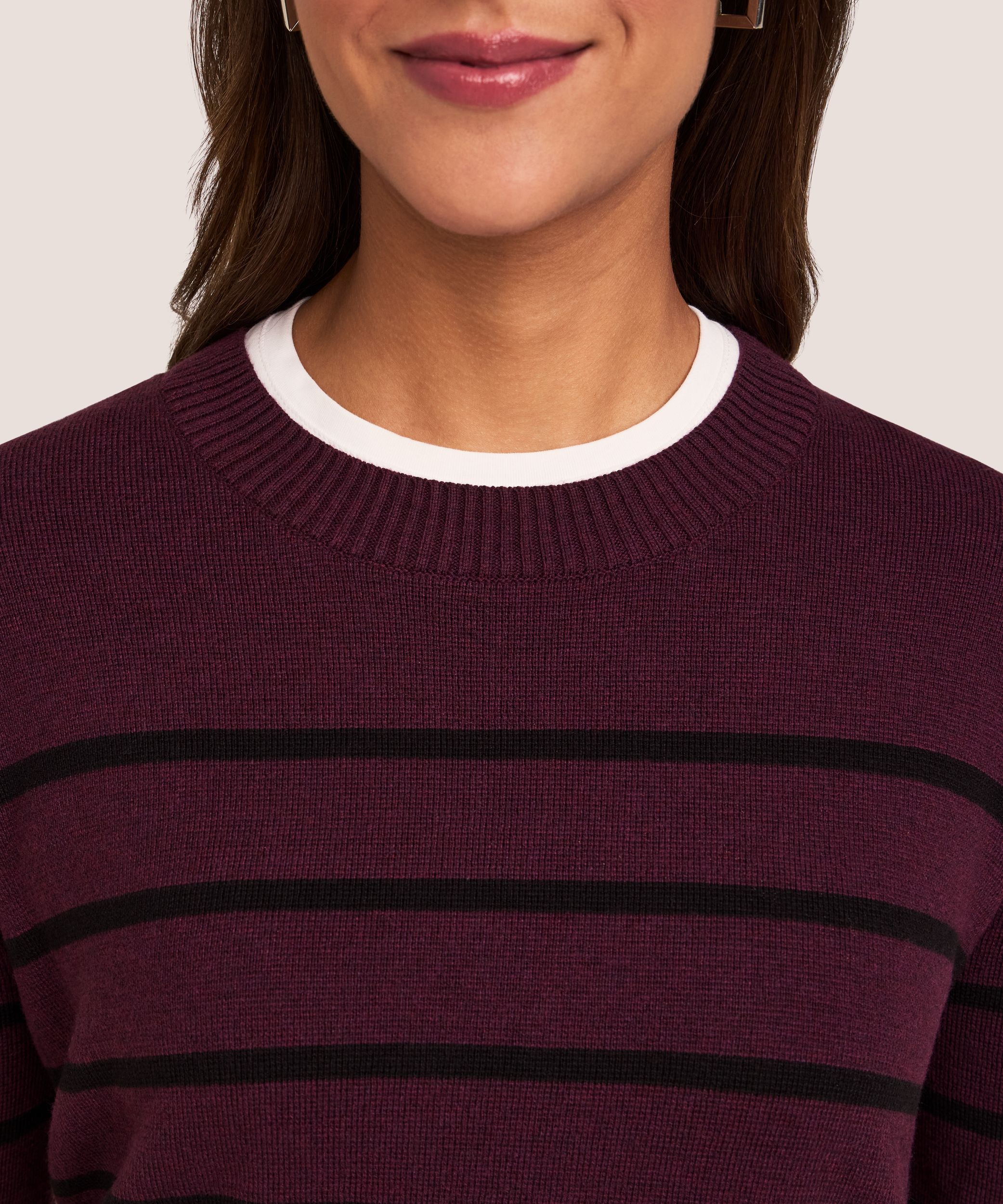 Chandail en tricot double et à col ras du cou avec fentes latérales pour femmes, Denver Hayes